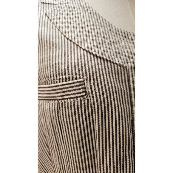 AMX Brown Pinstripe Denim Stretch Jacket - Classy - Roll Tab‎ Sleeve Medium - Picture 2 of 5
